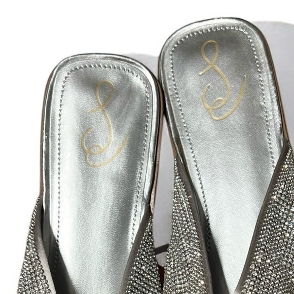 🌻NEW NWOT Sam Edelman Issie Silver Embellished Knotted Slide Sandals Size 8.5 - Picture 9 of 14